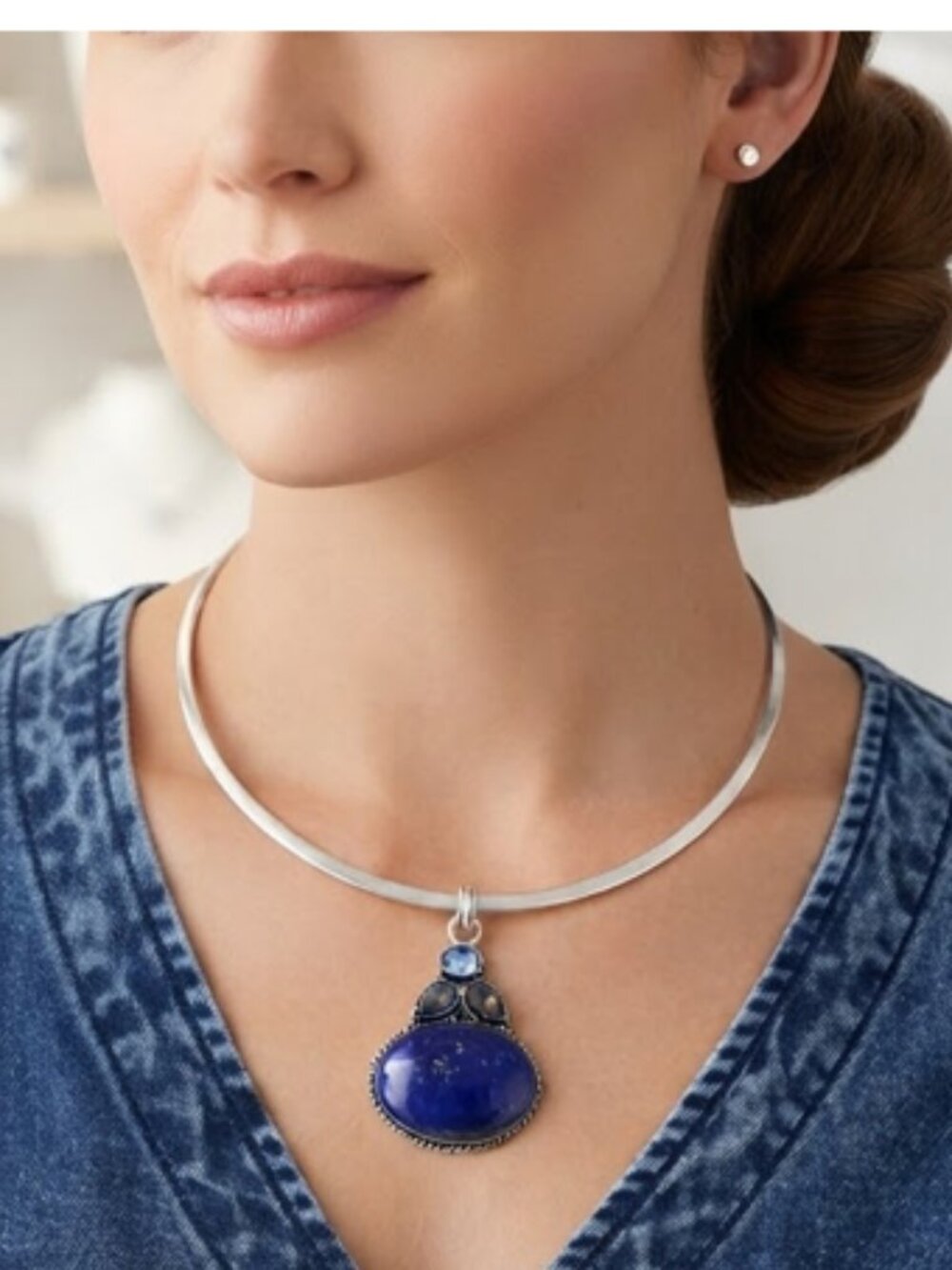 Blue Lapis Lazuli (pd7) Multicolor Tourmaline Pendant 925 Silver Plated Jewelry